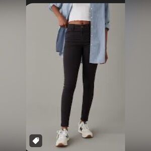 American Eagle Next Level stretch jeggings black jeans 000 skinny slit at ankle